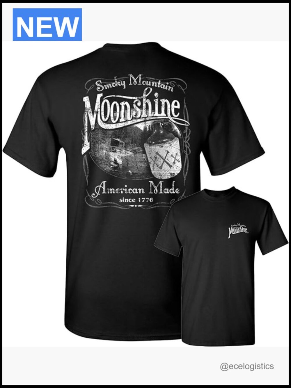 Smoky Mountain Moonshine Novelty Tee, Short Sleeve Crew Neck